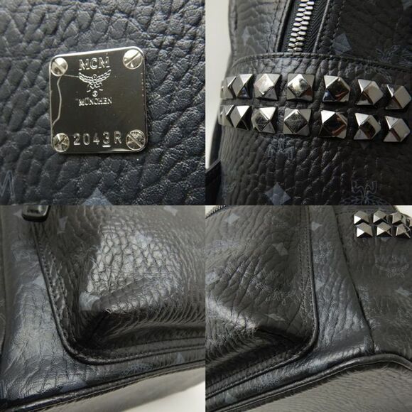MCM Stark Visetos Black Leather Backpack Bag (Pre-Owned) - Picture 6 of 10